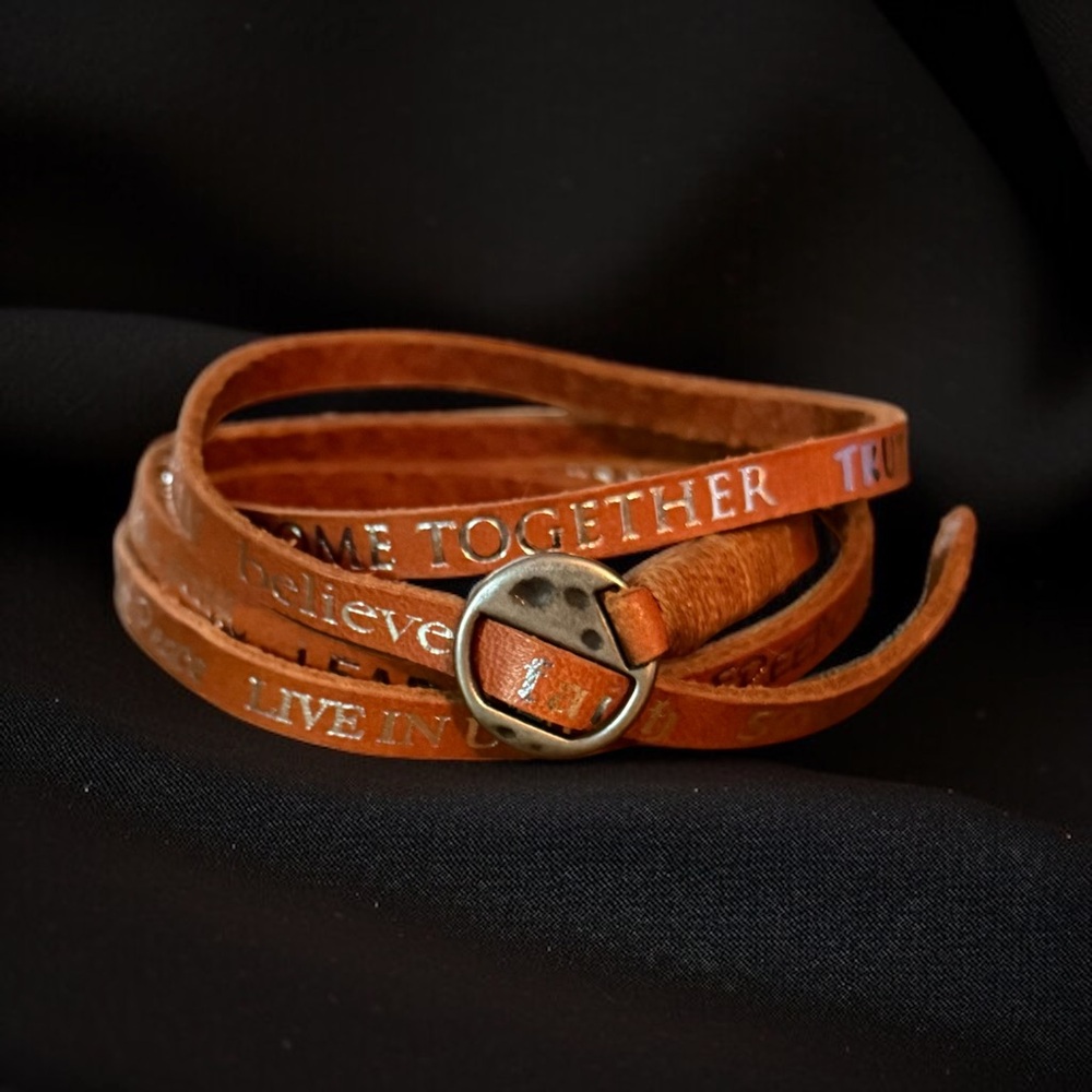 Words of inspiration leather wrap bracelet